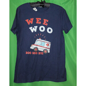 Wee Woo Boo Boo Bus Ambulance Blue EMT EMS Funny T Shirt Size Women's Small